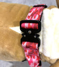 The Bold&Brave tactical collar with frog clasp is perfect for large dogs who need extra support. Made with soft neoprene padding and a sturdy 3.8cm width, this collar offers both comfort and control. Available in red and blue camo, it also comes with a matching leash featuring a quick-release frog clasp for added safety.