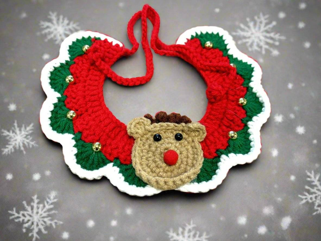 hand crocheted christmas dog collar