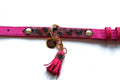 deluxe leather dog collar pink with sparkling swarovski crystals