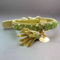 green dog collar with crystals