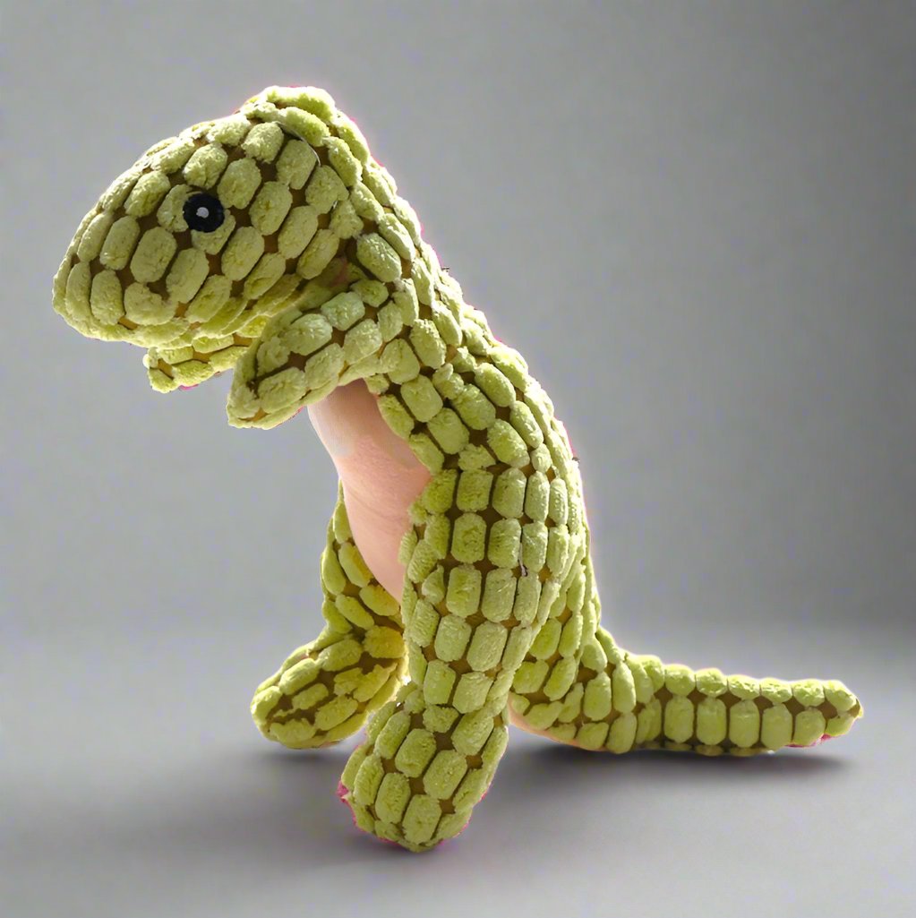 dino dog toy green