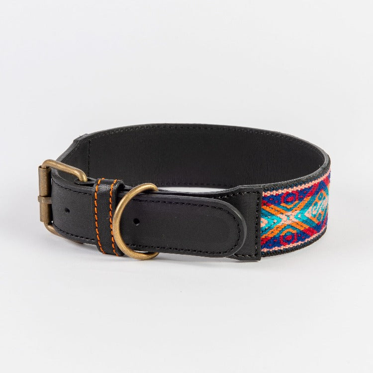 ETHNIC Dog Collar Cavlicious dogs love munay black leather recycled fairtrade