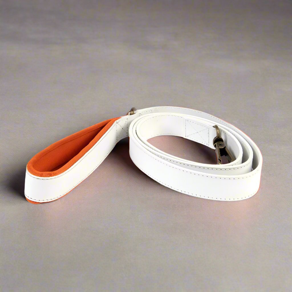 ETHNIC leash Cavlicious Dogs Love Munay leather white 1.25