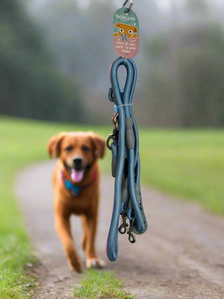 Our 'double trouble' dog leash makes it easy to walk two dogs in one hand. With a padded handle for extra comfort and a turning buckle in the middle to prevent the dogs from getting strangled. 