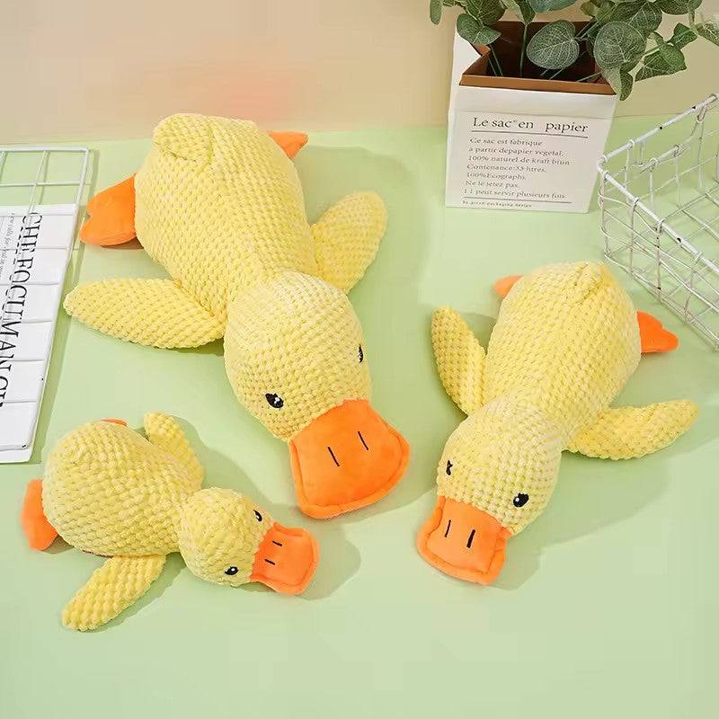 Duck plush dog toy