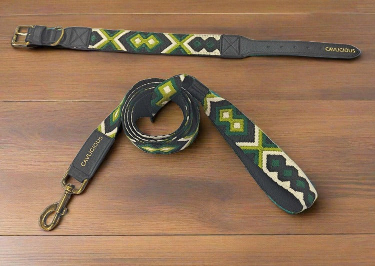 ETHNIC Vegan Collar and Leash Set