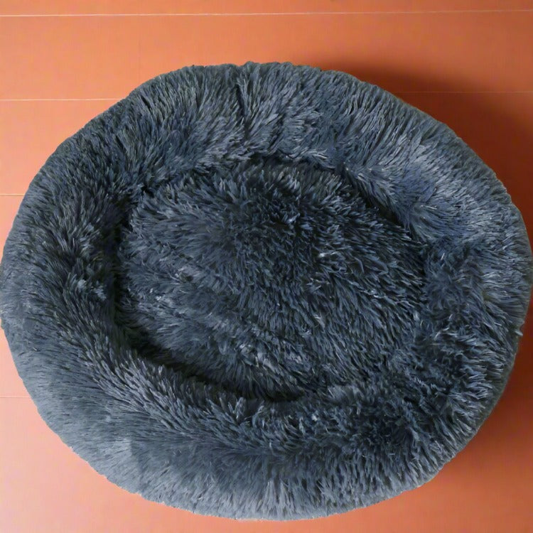 Donut Bed Cavlicious, extra fluffy, donkergrijs, machinewasbaar, 70cm diameter