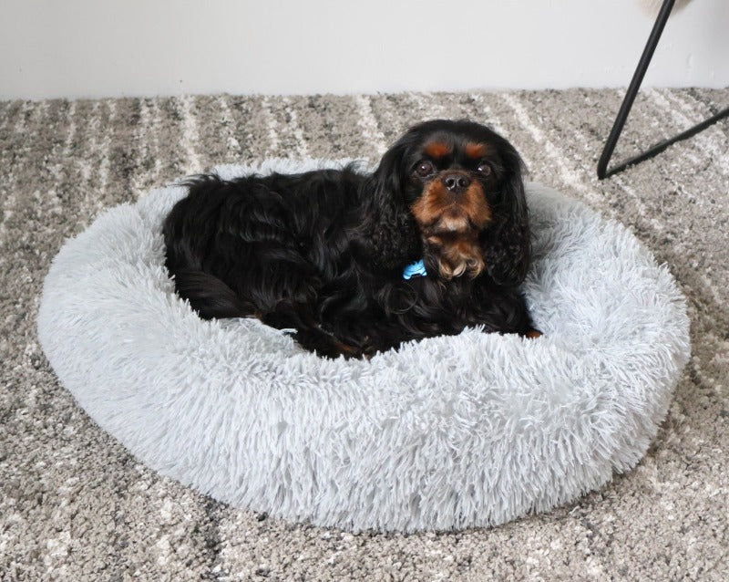 Donut Bed Cavlicious, extra fluffy, lichtgrijs, machinewasbaar, 70cm diameter