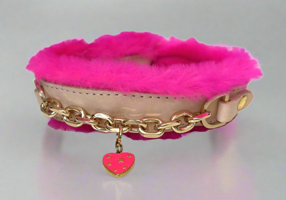 dog collar padded with real lambswool