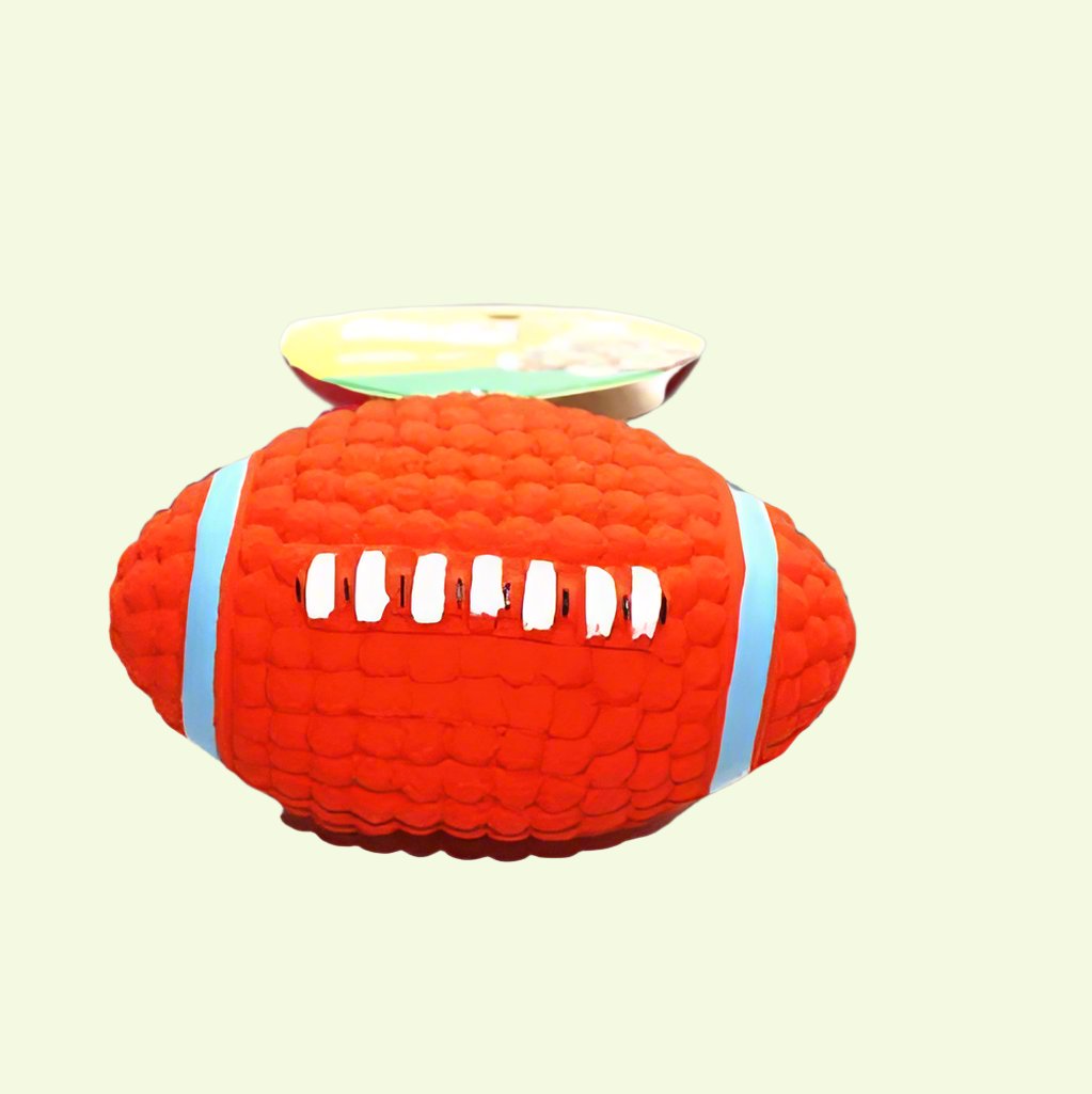 latex dog toy rugby ball