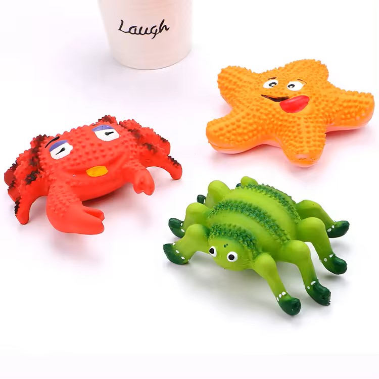 latex dog toys spider, crab and seastar