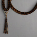 leather dog leash in rolled pony leopard leather