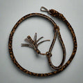 leather dog leash in rolled pony leopard leather