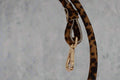 leather dog leash in rolled pony leopard leather