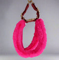 dog step in harness made from genuine lambs wool in hot pink.