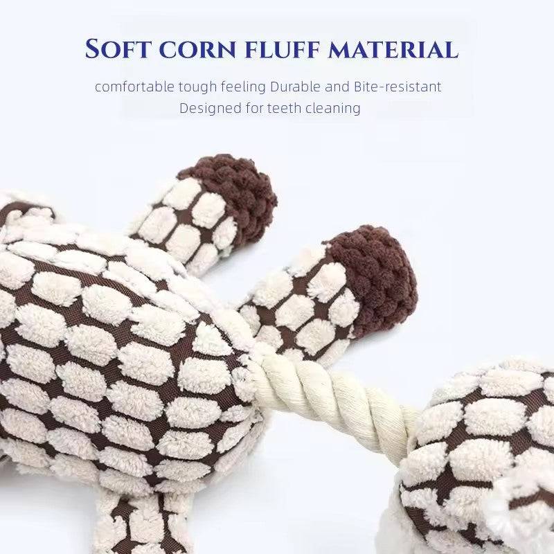 detail of a plush dog rope toy