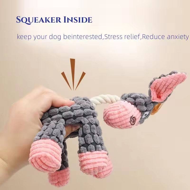 squeaking dog rope plush toy