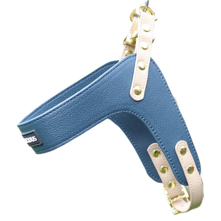 VEGAN Step In Harness Cavlicious vegan leather dog step in harness blue