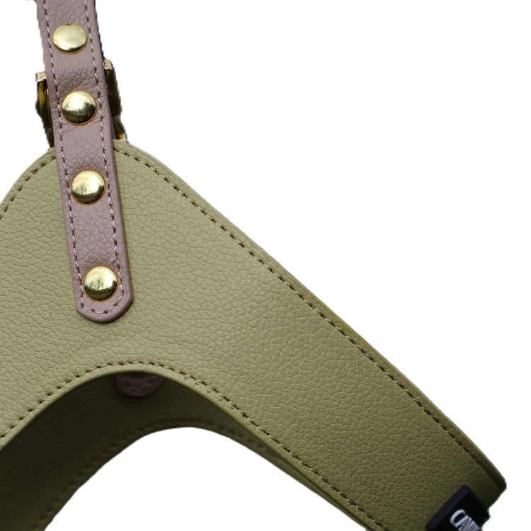 VEGAN Step In Harness Cavlicious vegan leather dog step in harness yellowgreen