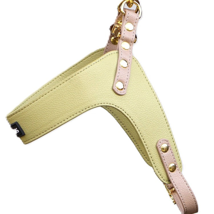 VEGAN Step In Harness Cavlicious vegan leather dog step in harness yellowgreen